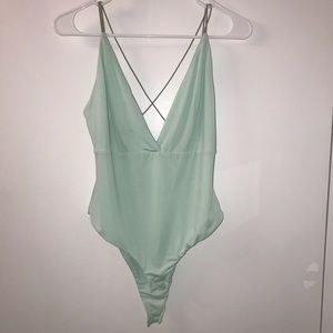 Stretchy Bodysuit in Mint Green/Blue